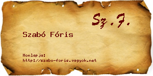 Szabó Fóris névjegykártya